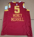 Maillot de Basket #5 Money Merrill Cavaliers 75th anniversary Rouge Imprimé